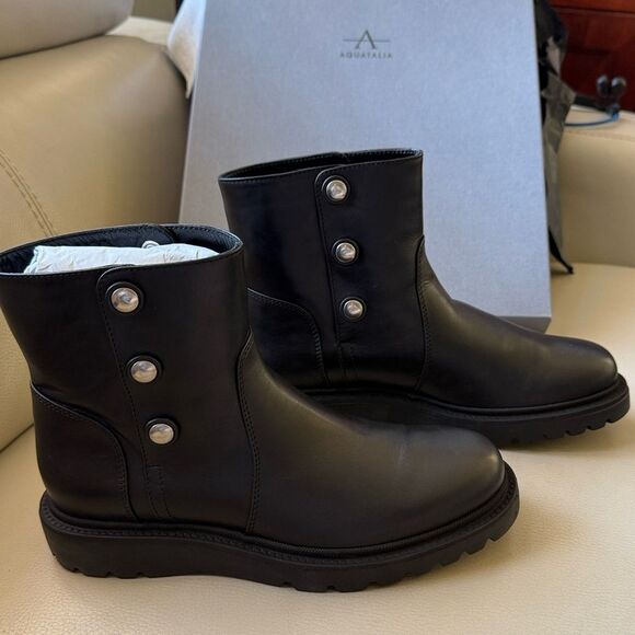 Aquatalia Carina Calf Boots Size 8M with Side Snap Closure , Black - Picture 8 of 11